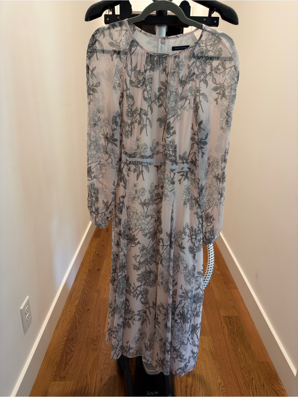Tommy Hilfiger Floral Maxi Skirt in Pale Pink and Gray